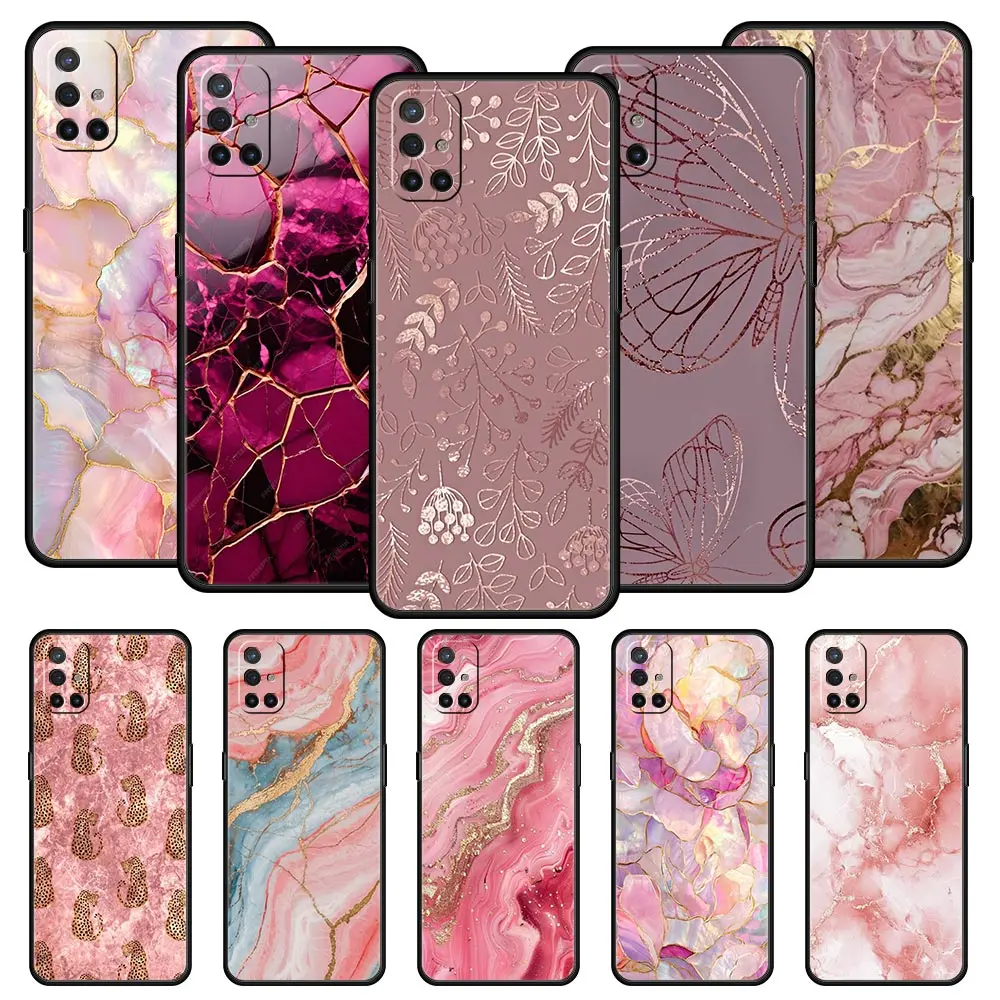 Elegant Gold & Pink Marble Phone Case - Stylish Protective Cover