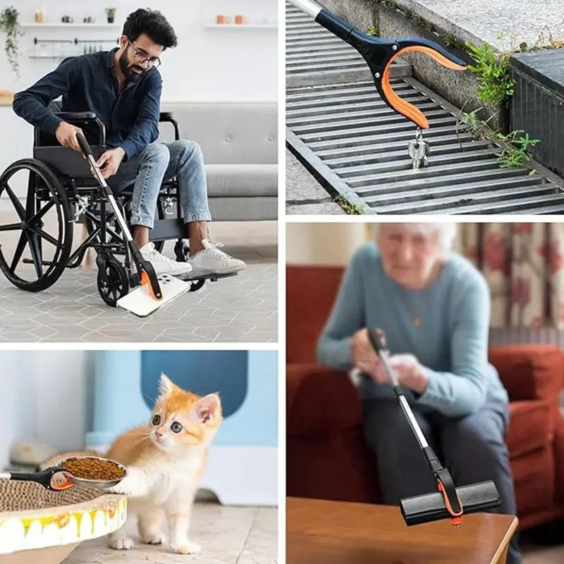 Foldable Grabber With 360° Swivel Clip Thickened Aluminum Alloy Folding Garbage Collector Household Cleaning And Sanitation Clip