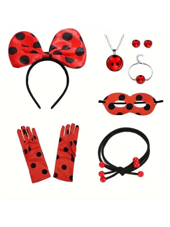 A ladybug head with ladybug wings and mask Ladybug costume for Halloween dress up party cosplay costumes fun for men and women