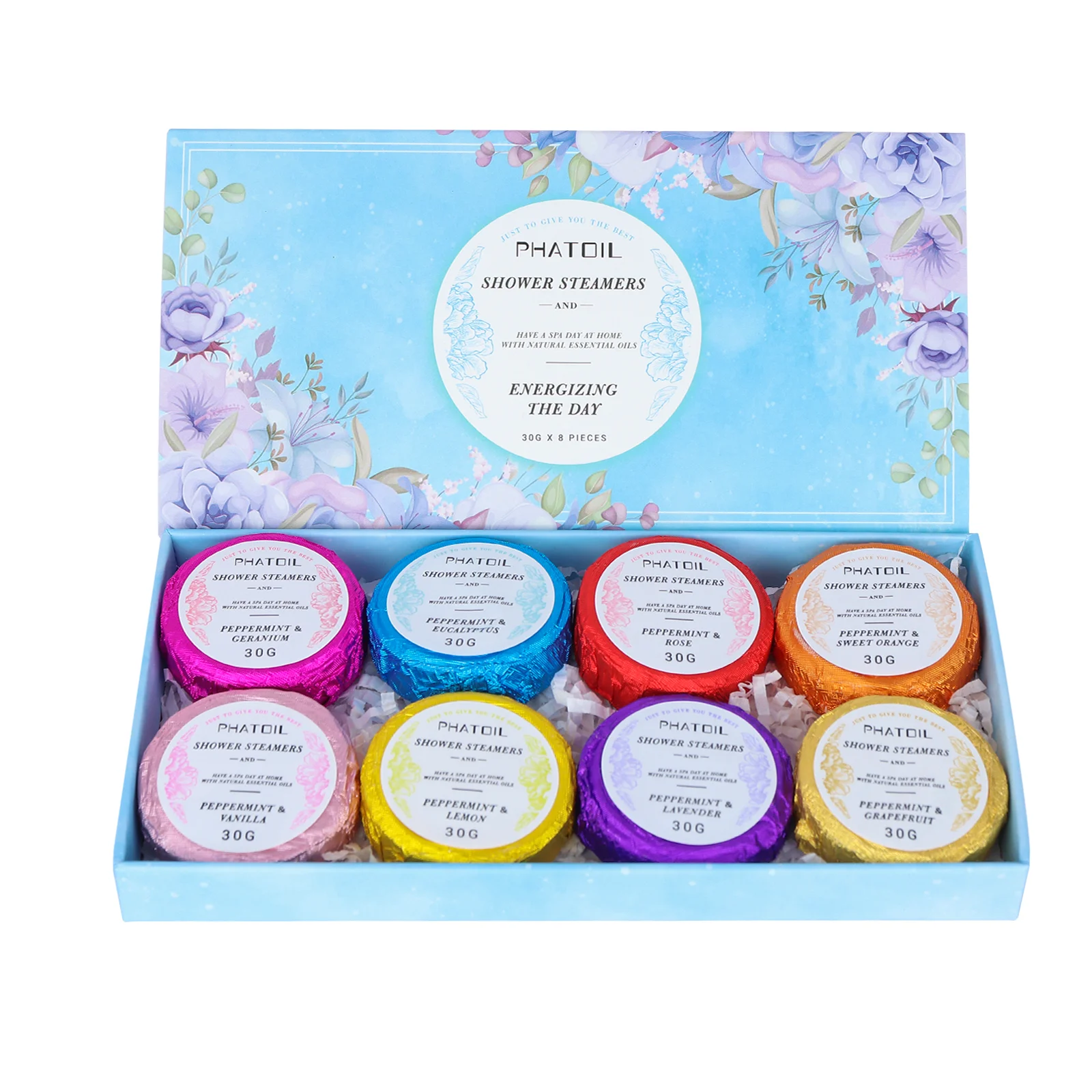 Phatoil8pcsLavenderEssentialOilsShowerSteamersRoseGeranium