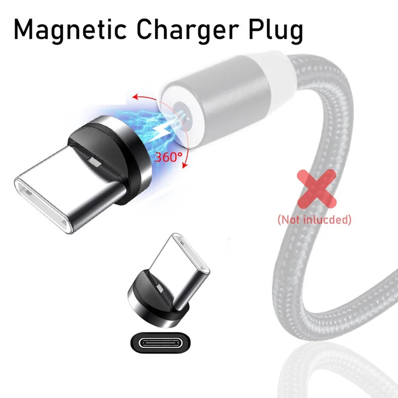 USB Type C Magnetic Tips Plug 1/2/5 Pcs Mobile Cell Phone Adapter For Replacement 360&deg; Degree Rotation Converter Cable Connector