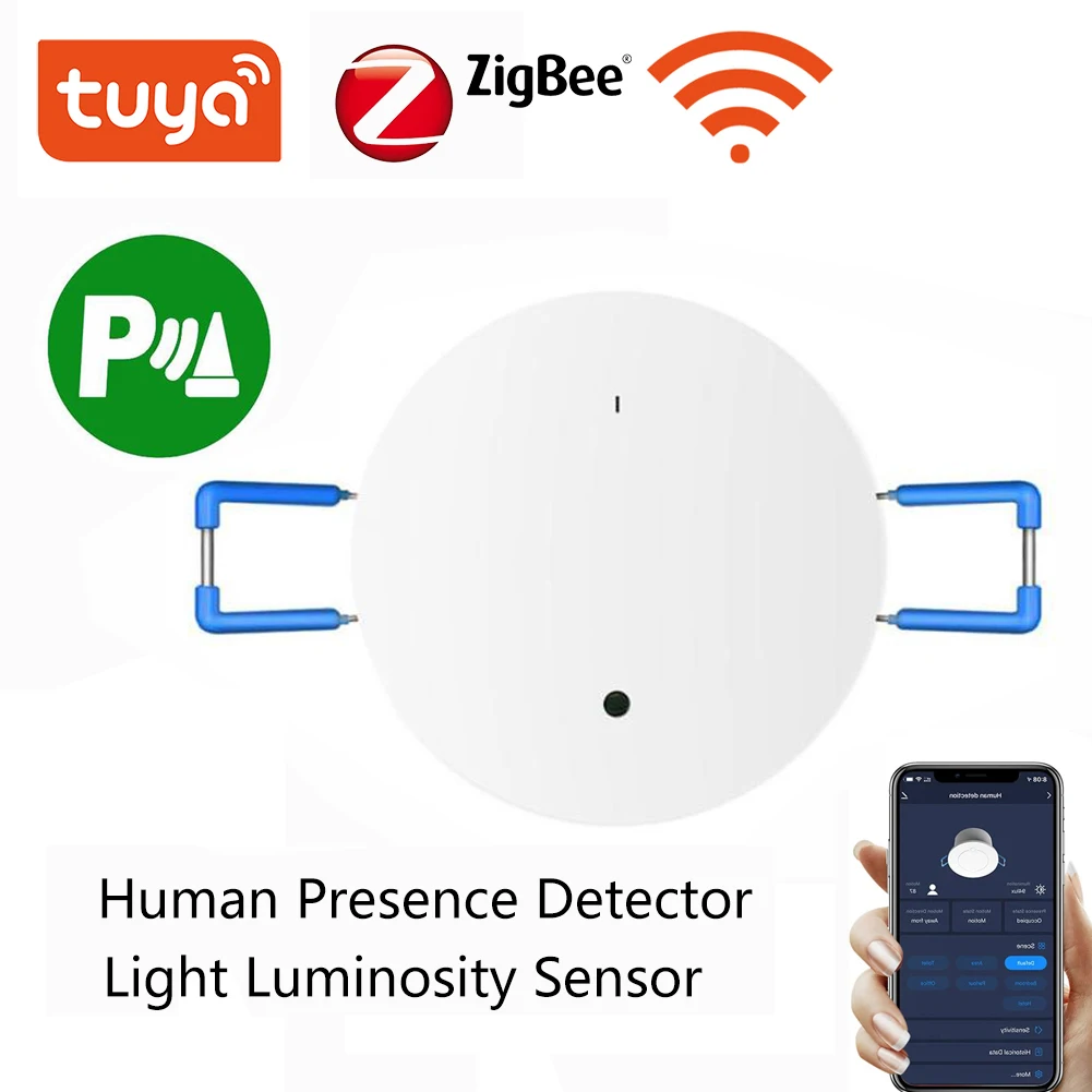 

Tuya WiFi/ZigBee Human Presence Detector mmWave Radar Detection Sensor Light Luminosity 2 in 1 Function Human Body Detection PI