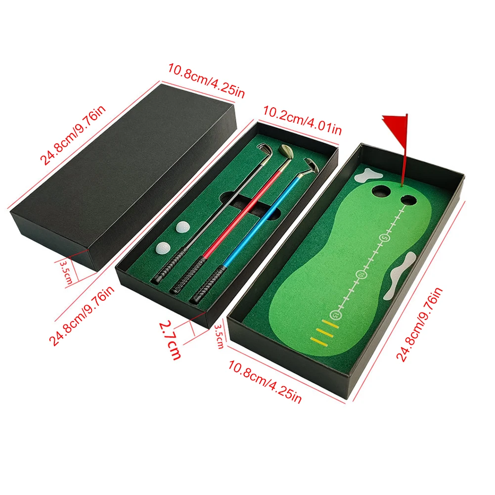 Golf Stift Set kreative Golf Putter Stift Set Mini Schreibtisch Spiel  Geschenke für Erwachsene Kinder mit Putting Green drei Clubs Stift Bälle  Flagge