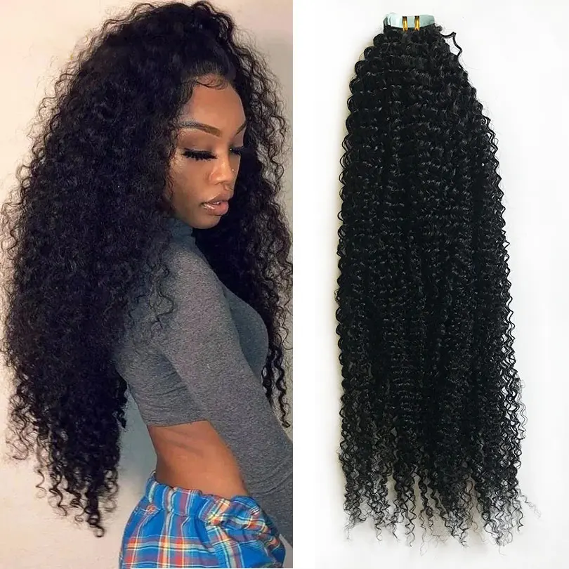 AfroKinkyCurlyTapeInMongolianHumanHairExtensions40pcsPer