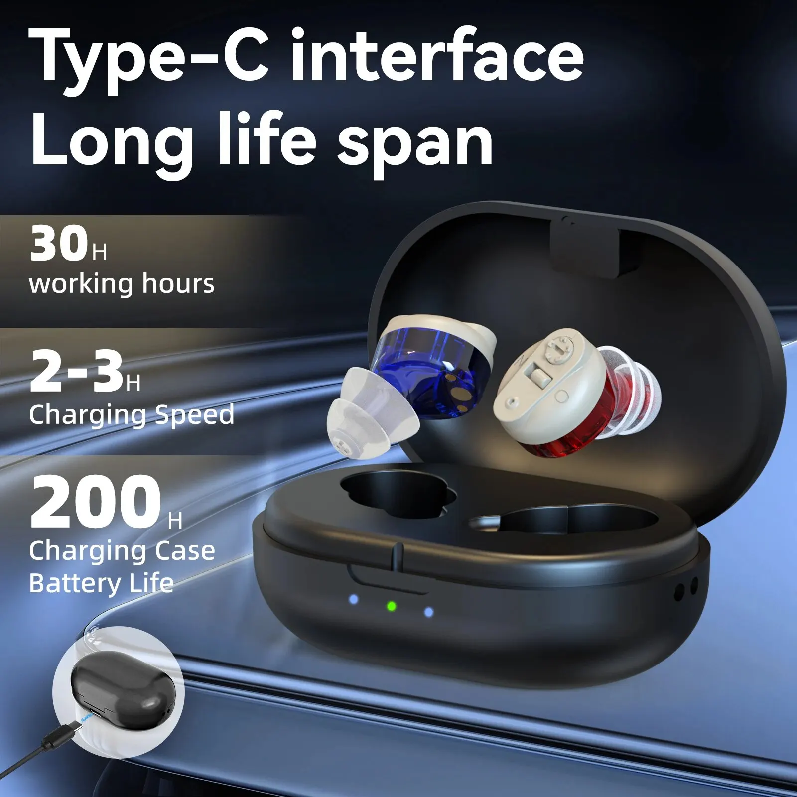 Rechargeable Hearing Aids For Seniors With Noise Cancelling For Seniors Hearing Loss Mini Invisible With Charging Case Pair