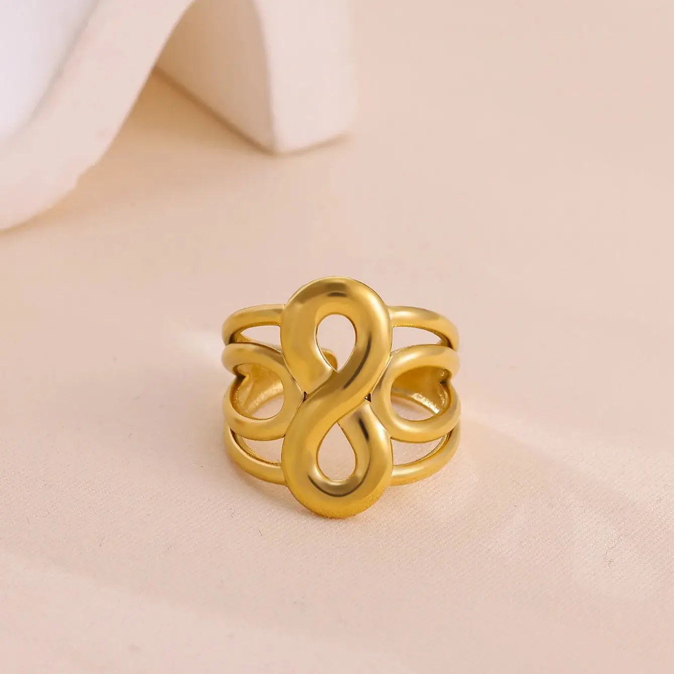 Elegant Infinity Gold Stainless Steel Ring