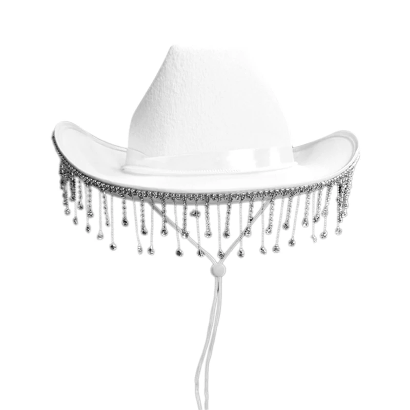 

Bridal Cowgirl Hats Glitter Rhinestones Cow Girl Hat Adult Size Wedding Cowboy Hat for Bachelorette Party 3 Color 57BD