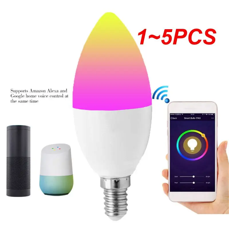 

1~5PCS Tuya E14 E12 Smart Candle Bulb RGBCW 5W LED Lamp Smartthings Remote Control Compatible With Alexa