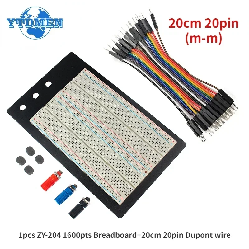 Breadboard ZY 204 1660pts Dupont Wire Cable Set 20cm 20 40Pin Male To Male Dupont Wire Breadboard DIY Electronic Kit