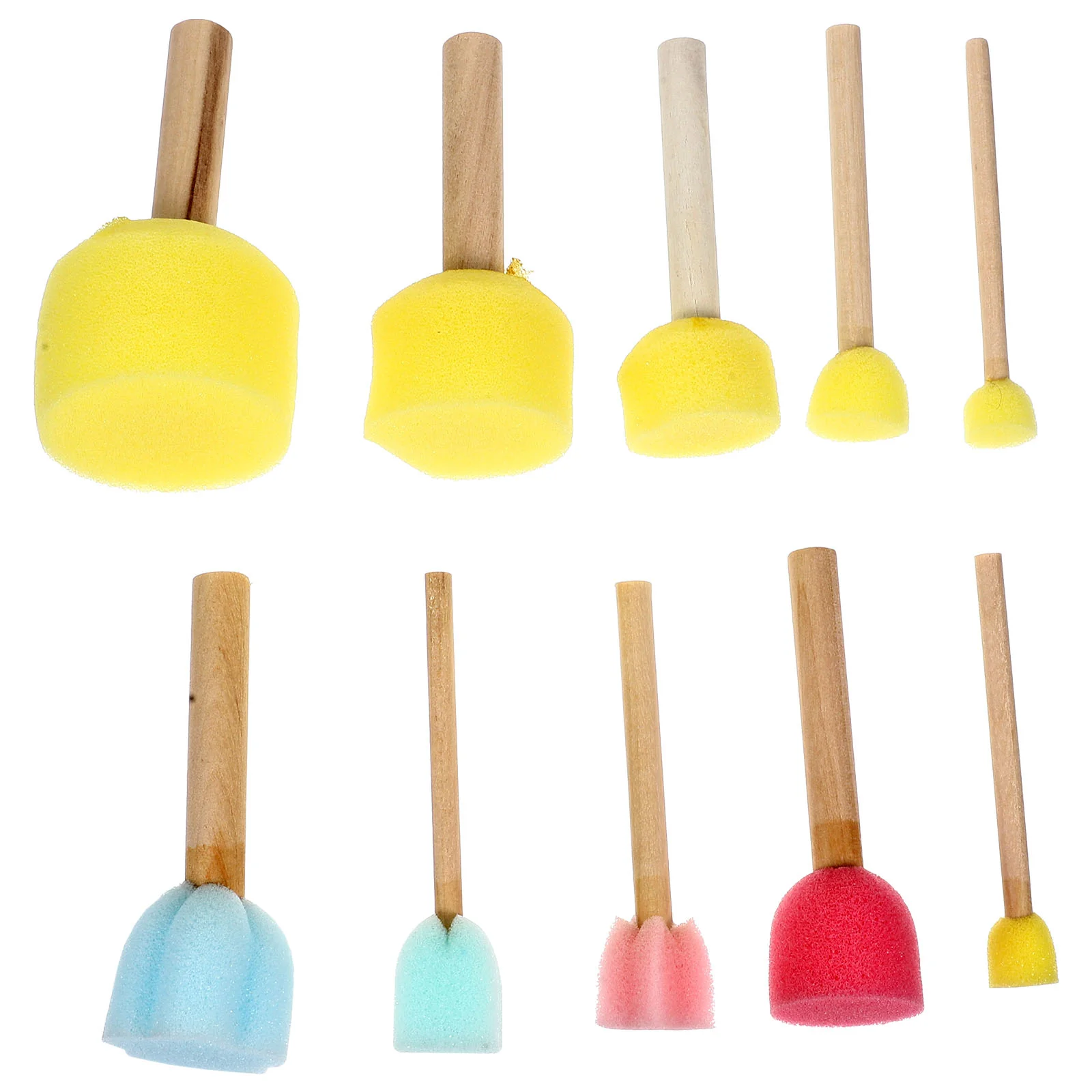 10 Pcs Paint Brush Drawing Tool Sponge Painting Toddler for Kids Wood Doodle Child Tools 2 pcs pencil pine holder child makeup brush kids storage organizer for toys wood tools pot