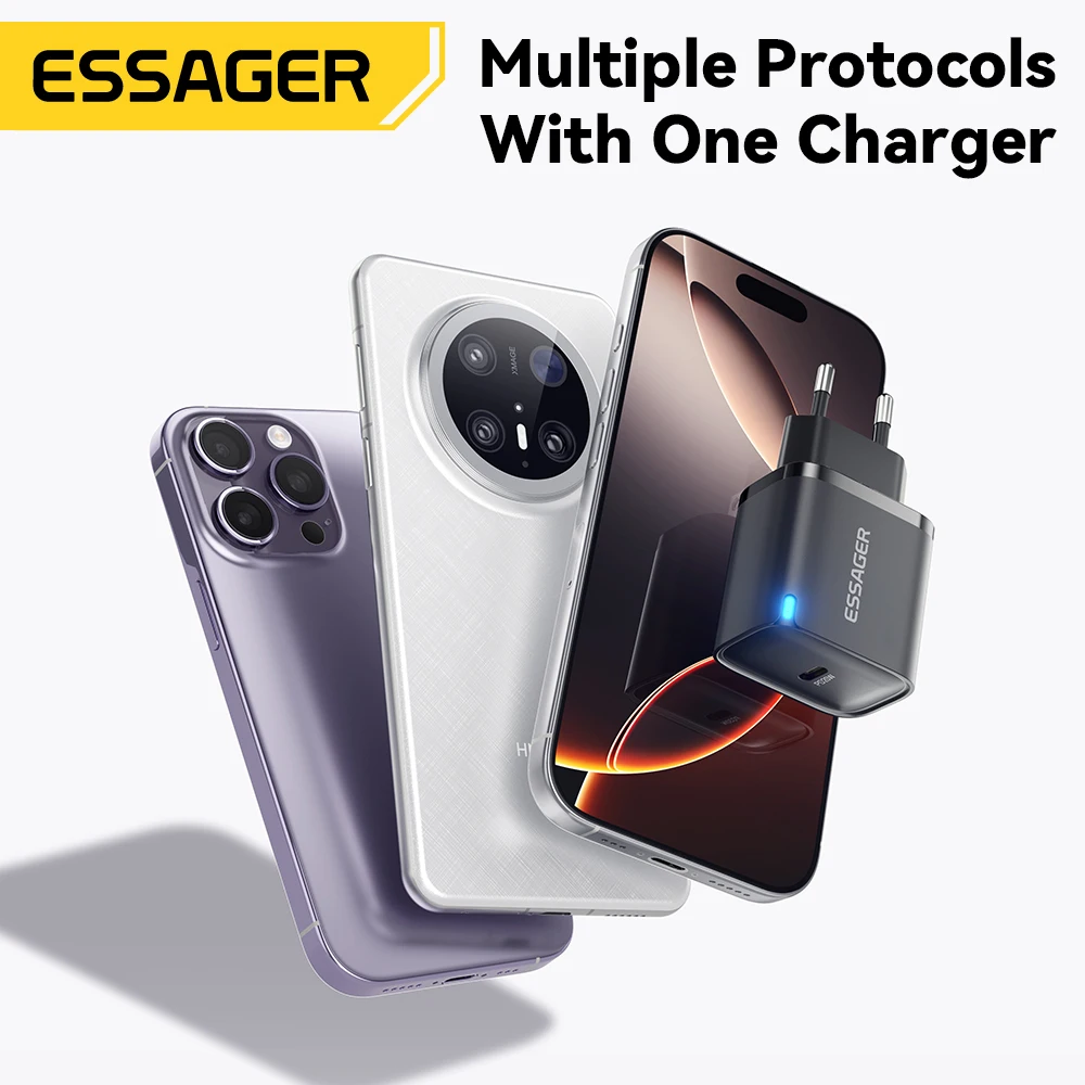 Essager Mini 20W USB Type C Charger PD Fast Charging for iPhone 16 15 14 Pro Quick Charge 3.0  Mobile Phone Charger for Samsung
