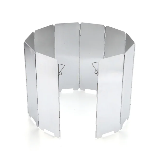 10 Tányér Kültéri Gáz Kályha Szélvédő Összecsukható Kemping Főzés Égő Szélálló Képernyő Alumínium Ötvözet Piknik