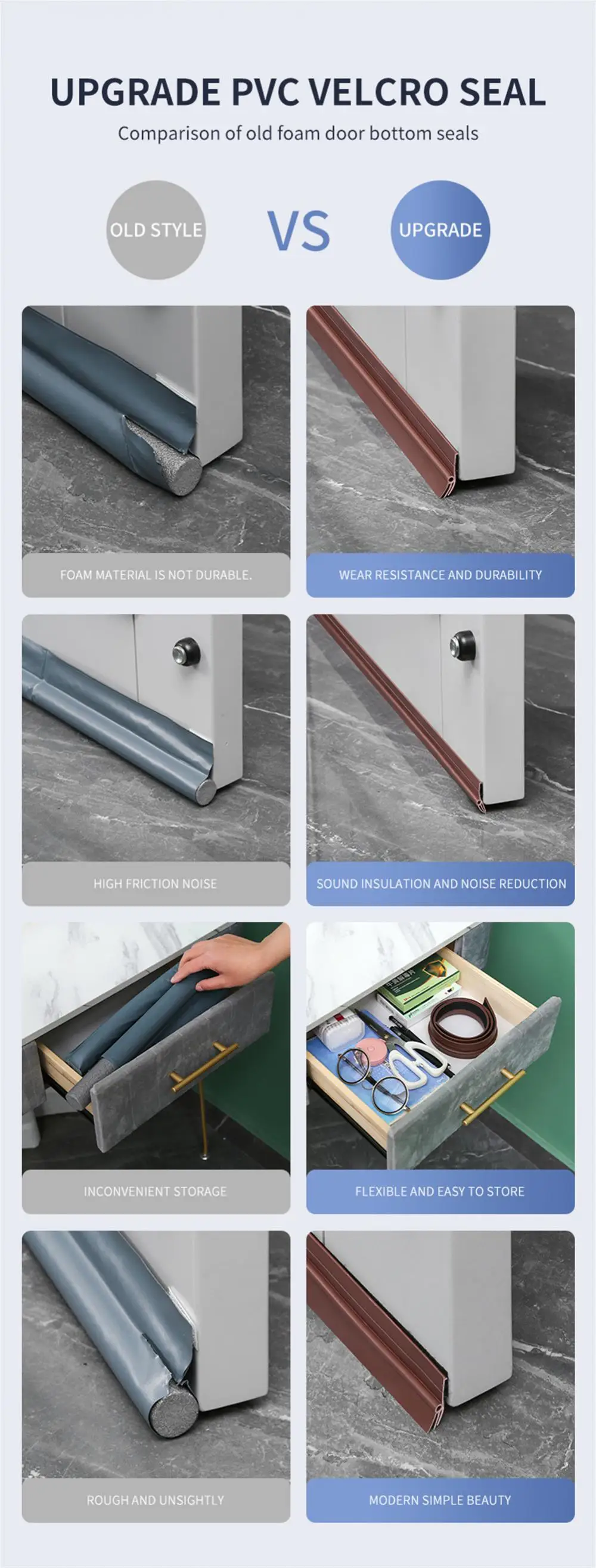 Description Picture 4 of itemDoor Bottom Sealing Strip Windproof Dust Stopper Guard Rain Weatherstrip Noise Reduction Insulator Sealer Home Hardware