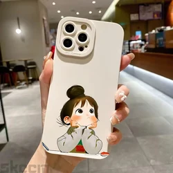 Adorable Cartoon Girl Printed Silicone Phone Case Cover - Samsung S20 (White DSM99)