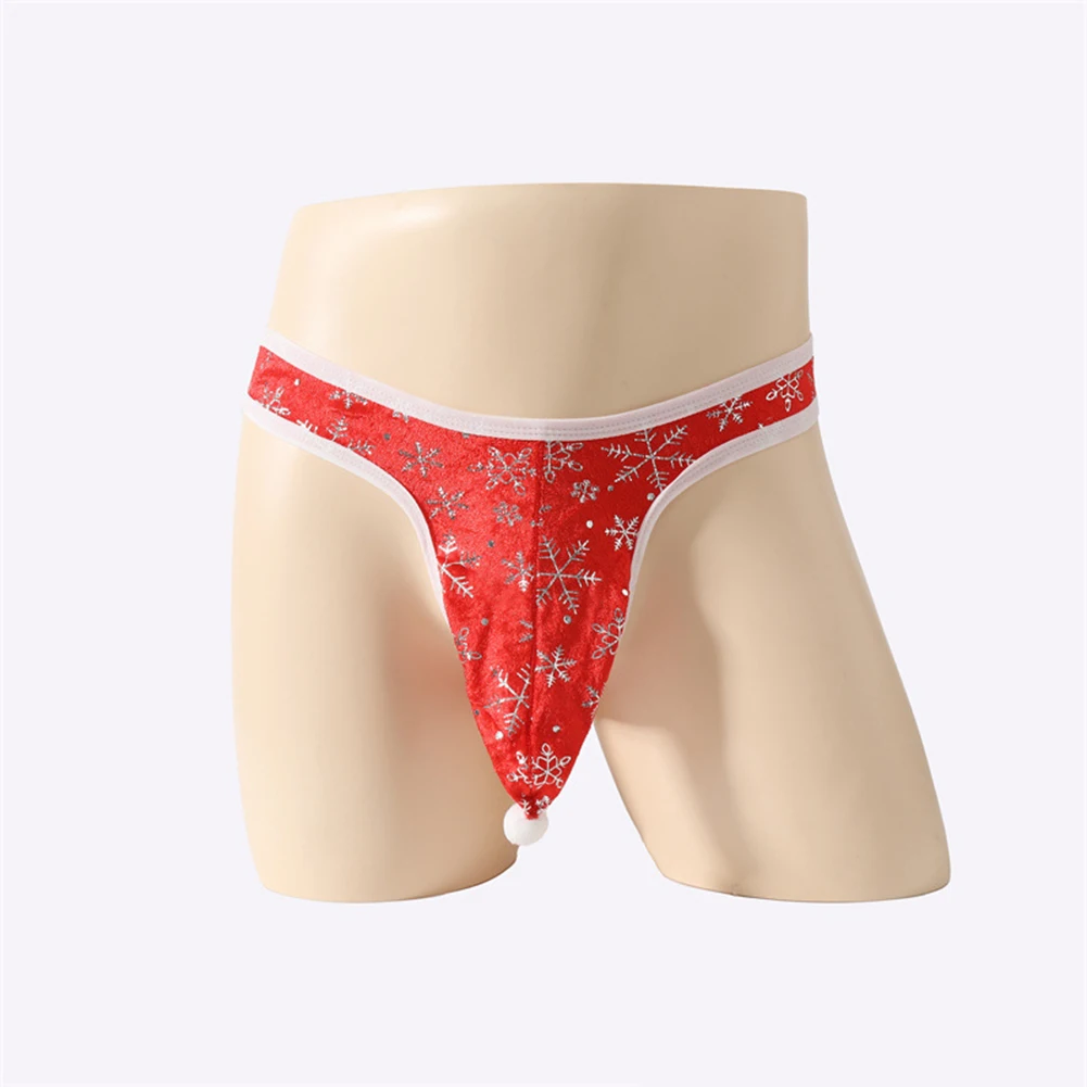 Christmas Men Thongs Briefs Elephant Trunk Pouch Printed Panties Lingerie Sissy Underwear G-strings One Size