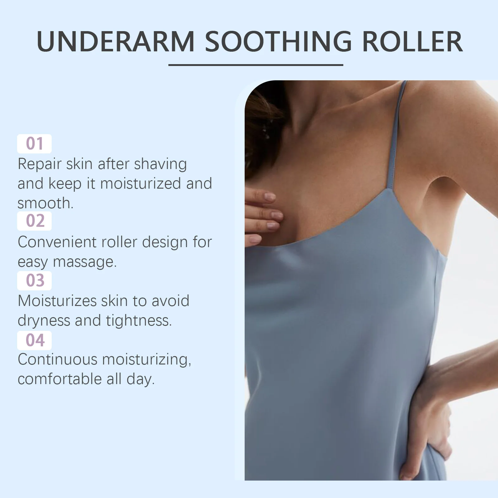 Underarm After Shave Soothing Roller Moisturizing Relieve Armpit Skin Pain Discomfort Reduce Redness Improve Dullness Quick-Dry_voghion.com