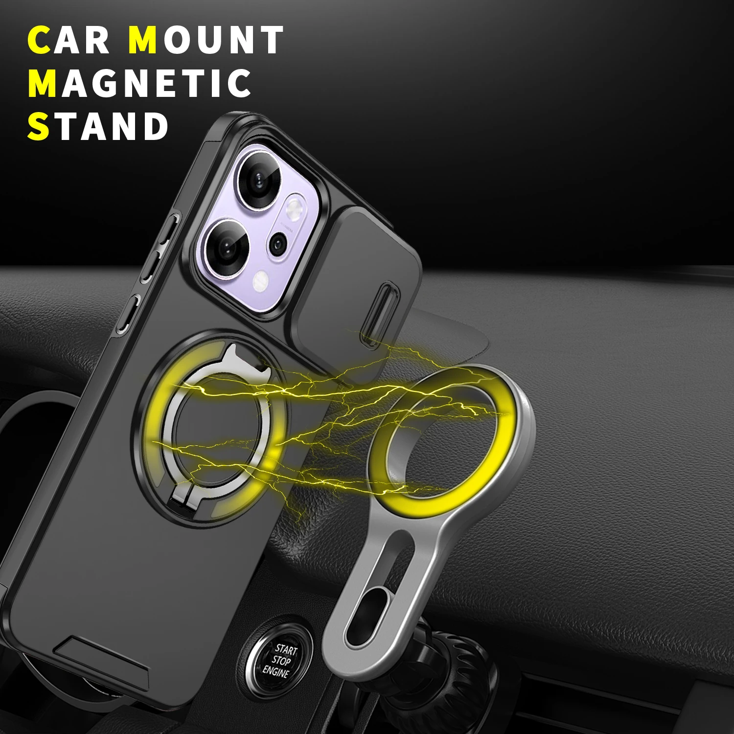 Magnetic Wireless Charging Silicone Phone Case with Protective Lens Cover