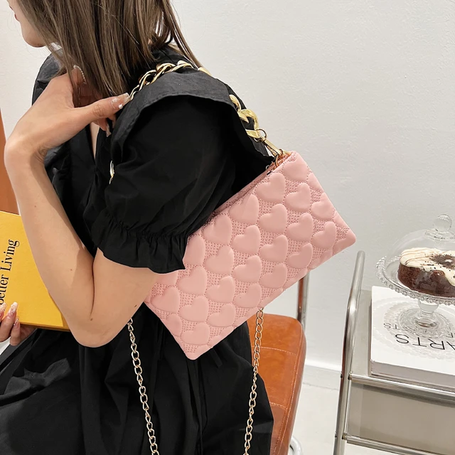Chain Bags for Women 2022 New Heart Pattern Purses and Handbags Fashion Leather Shoulder Bag Woman Luxury Small Messenger Bag 5