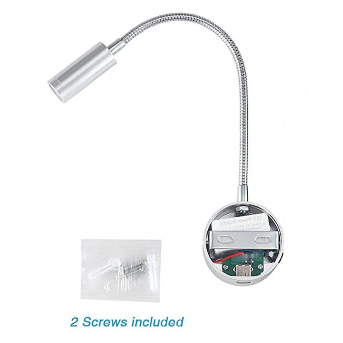 USB Charging Port Black Silver White led Reading Light 3000K 4000K 6000K 3W LED USB Gooseneck Wall Lamp for Hotel Home Bedside 4