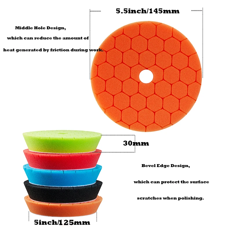 5inch Car Polishing Pad Kit Set Self-Adhesive Buffing Waxing Sponge Wool Wheel Polishing Pad For Car Polisher Drill 3