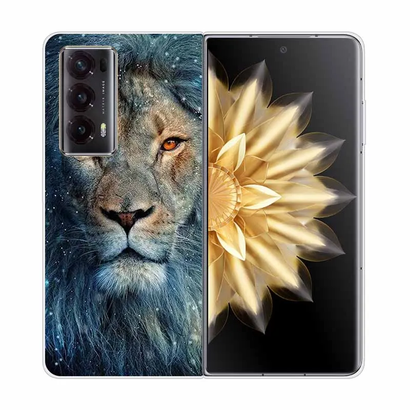 Enhanced Clear Print Hard Case with Wolf and Lion Design