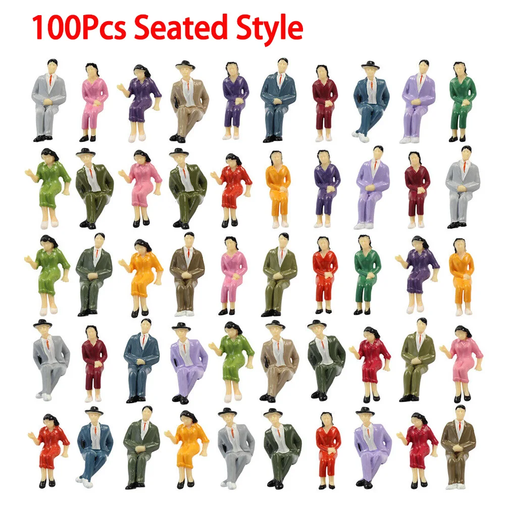 

Model Miniature 1:87 HO Scale Architectural Painted Models Human Scale Model ABS Plastic People Figures Random Poses 50/100Pcs