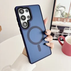 Magsafe Matte Translucent Shockproof Magnetic Case with Wireless Charging Capability - Galaxy S23 Ultra (Navy)