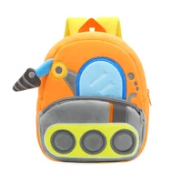 2-4 years old kids engineering backpack cartoon excavator backpack plush kids small school bag toy backpack 2