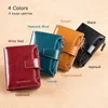 Genuine Leather Wallets for Women Red Money Purses Zipper RFID Short Female Small Card Holder Coin Purse Trifold Bifold Wallet 3