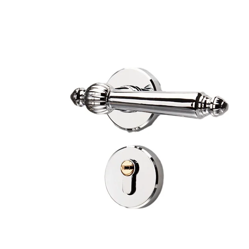 French Retro Door Lock Silver Magnetic Silent Home Bedroom Wooden Door Handle Universal