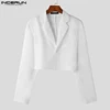 INCERUN Men Blazer Solid Color Lapel Long Sleeve Streetwear Casual Suits Autumn One Button 2023 Fashion Male Crop Coats S-5XL 5