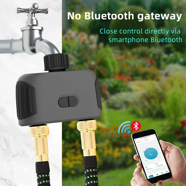 Valve d'Eau Programmable Bluetooth/WiFi, Minuterie d'Arrosage Intelligente, Arroseurs Automatiques de Jardin et de Pelouse, Contrôleur de Retard de Pluie 4