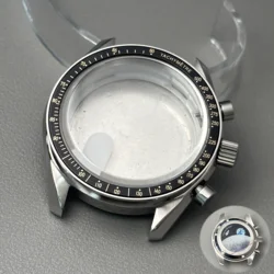 Moon Metal Chronograph Case with Sealed Back and Bezel - Elegant Business Watch (Black - M)