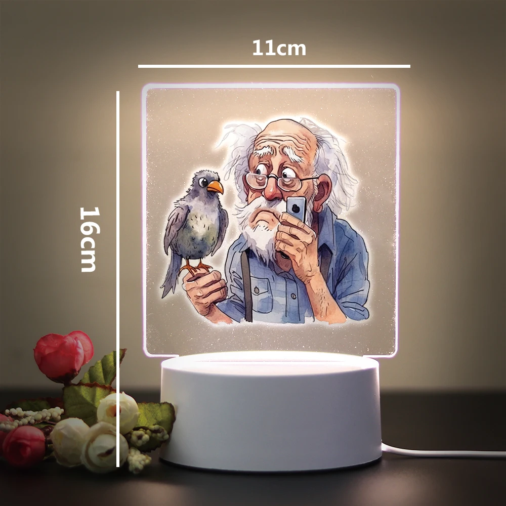 재미있는 할아버지용 LED 테이블 램프, 홈 장식, 크리스마스 선물, 야간 조명, 3D 환상 램프