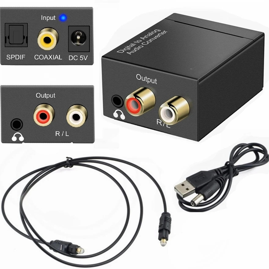 Adaptador convertidor de Audio Digital a analógico, 250 juegos, salida Jack  de 3,5mm, Cable óptico