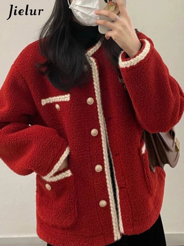 

Jielur Женский винтажный вязаный кардиган толстый свободный однобортный Кардиган с О-образным вырезом в простом повседневном стиле, зима 2019
