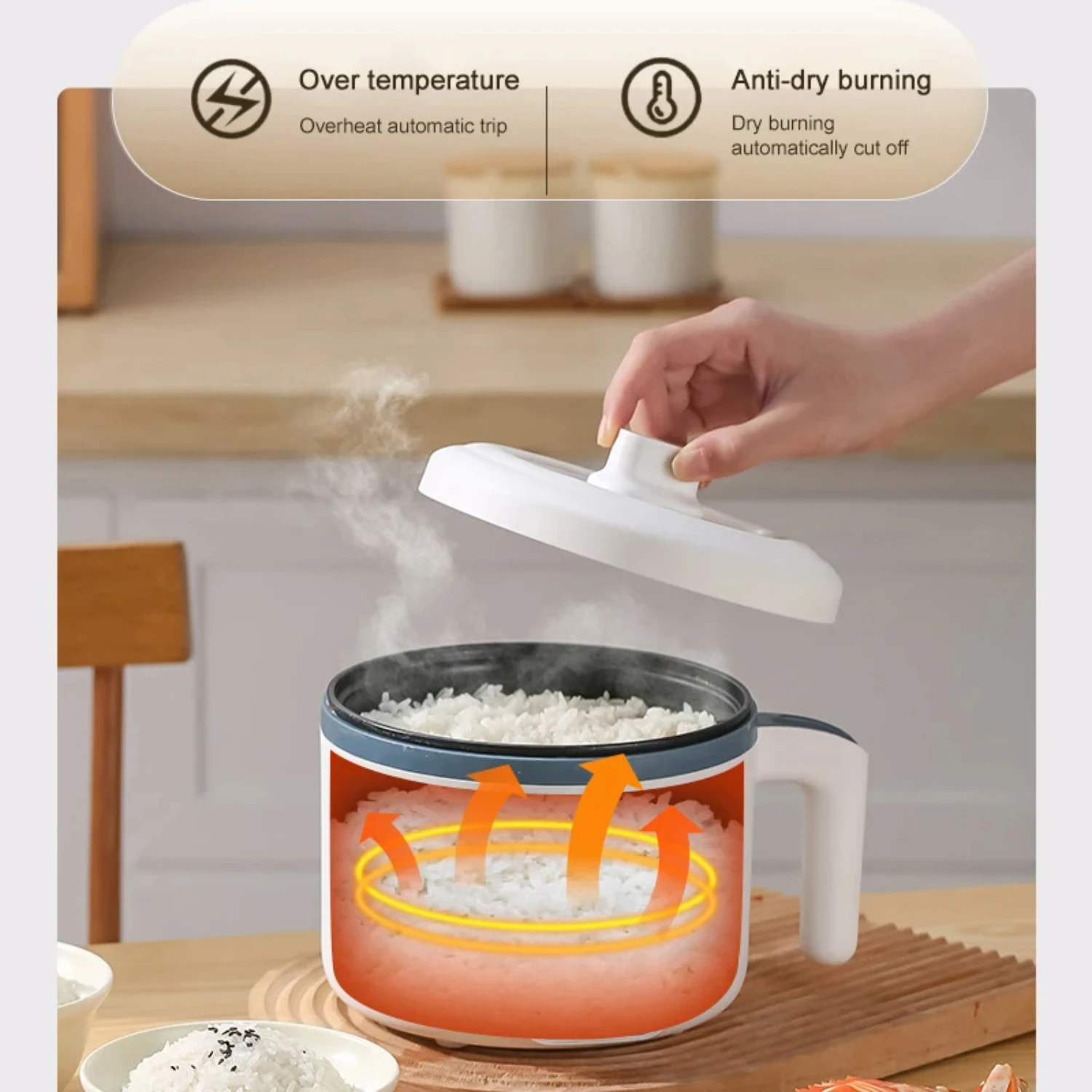 Mini Rice Cooker Household Multicooker Single/Double Layer Rice Cooker Auto Appliances