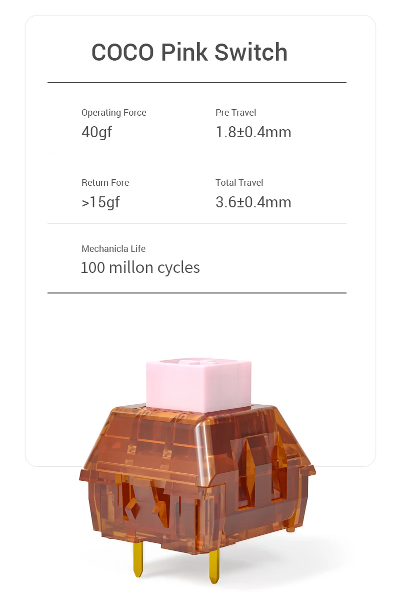 1/3/5 stücke Kailh Coco Rosa Box V2 Tastatur Schalter RGB SMD Linear Für Mechanische Tastatur Mx Stem 5pins PC POM Schalter – Detail 3