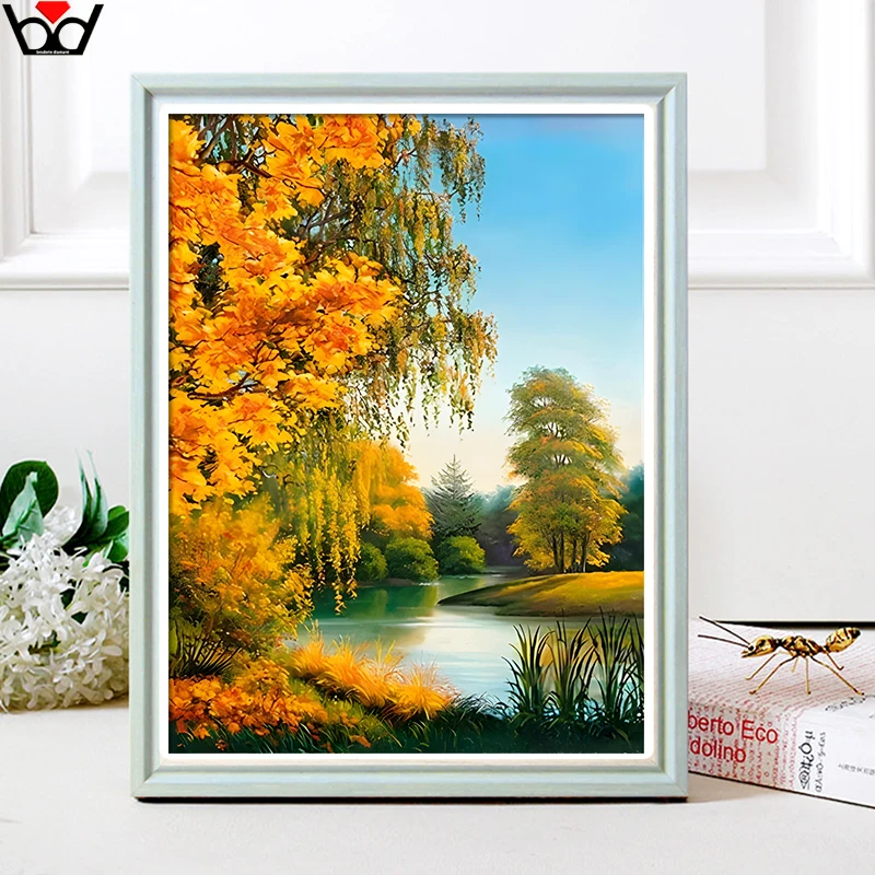 5D Diamond Painting Full Square / Round Diamond Mosaic Landscape Embroidery BRODERIE DIAMNT Autumn Scenery Art