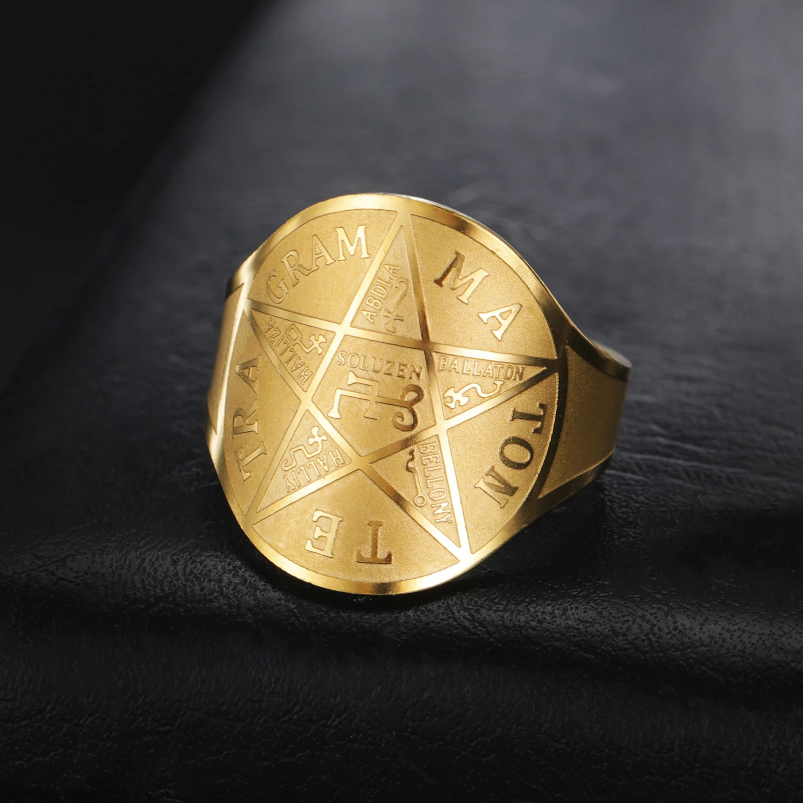 COOLTIME Pentagramm von Solomon Ring aus Edelstahl, verstellbar, übernatürlicher Zauberer, Amulett-Ring, Schmuck, Geschenk für Damen und Herren