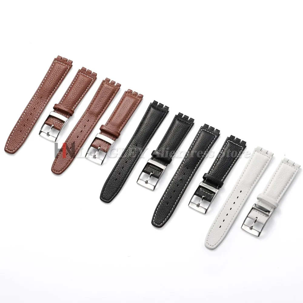 Lychee Leather Watch Band With Metal Buckle - Genuine 17mm Cowhide Strap