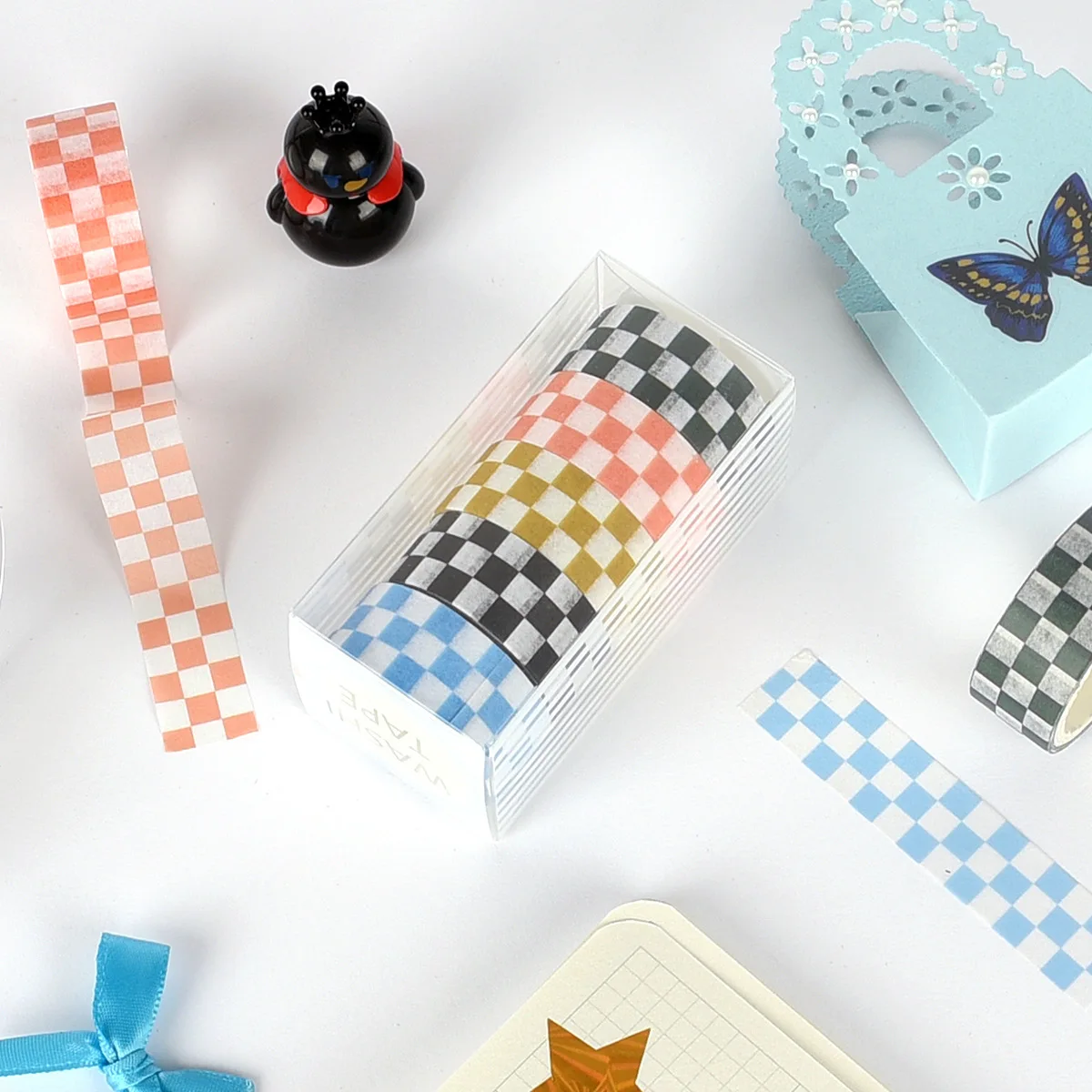 Grid Pattern Decorative Washi Tape for DIY Crafting and Bookkeeping