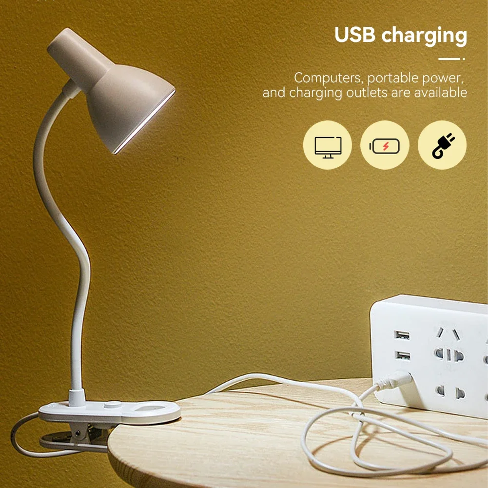 LED Eye Protection Book Night Light Adjustable Angle Mini Clip-On Study Desk Lamp AA Battery USB Plug-in for Bedroom Reading 5