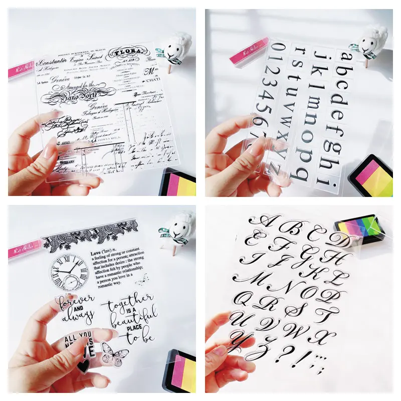 

Vintage Art Words Transparent Silicone Clear Stamp for Scrapbooking DIY Craft Hand Account Decoration Soft Stamp Kids Stationery