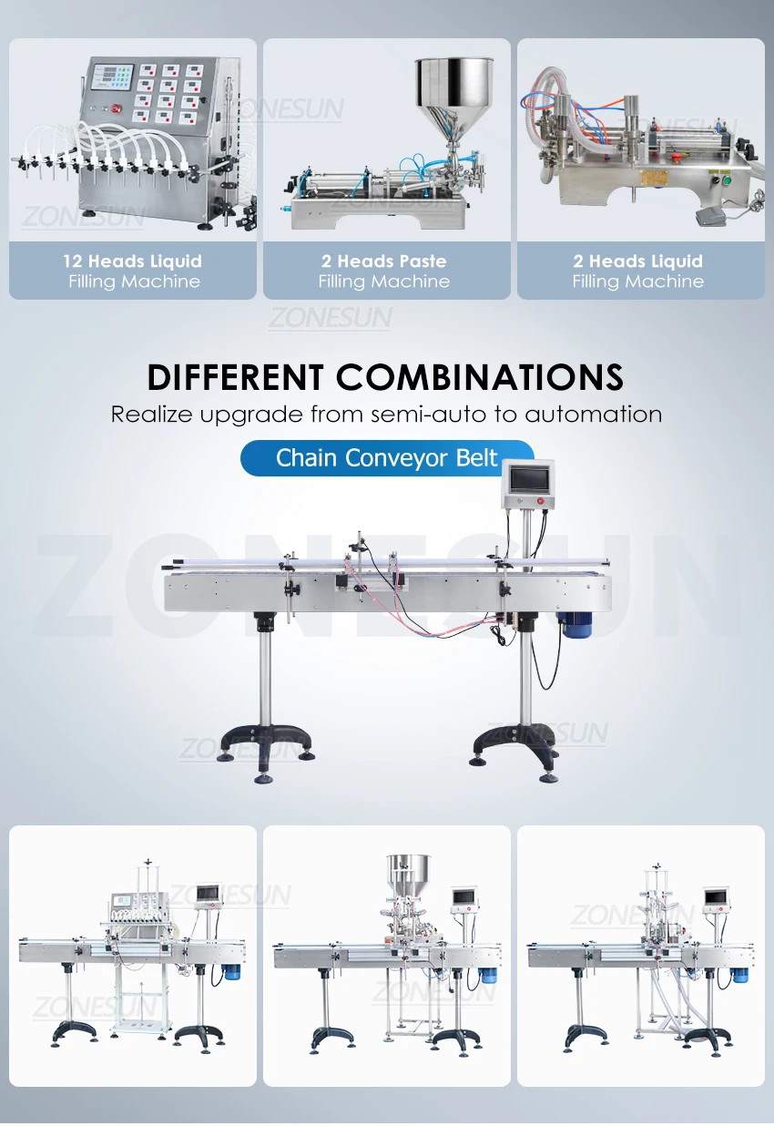 ZONESUN ZS-CB100P 1.9m Automatic Chain Conveyor Belt For Production Line