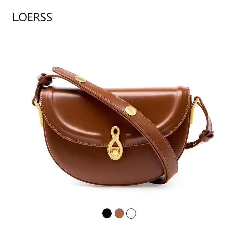 цена Винтажная женская сумка-седло LOERSS из натуральной кожи, универсальная женская сумка через плечо, новинка 2023, дизайнерские сумки для покупок