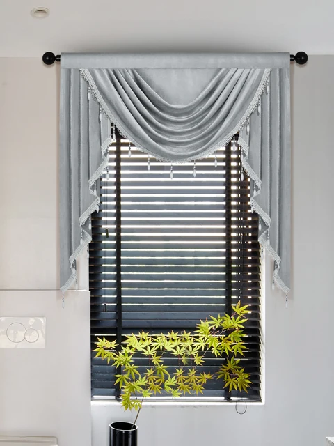 Mantovana Da Cucina Allerton | Traliccio Ricamato | 132x35.6cm | Bianco | Tasca Per Asta