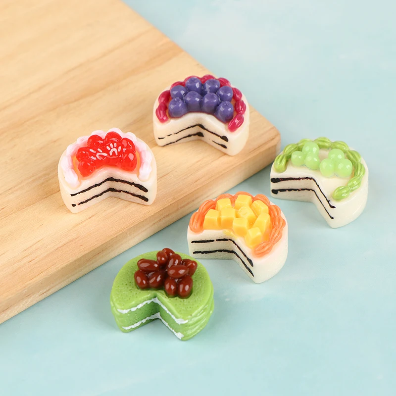 

5 шт., модель кукольного домика, имитация фруктового торта, крепированный торт, миниатюрная модель десерта, кукольный домик, украшение для еды, аксессуары для ролевых игр [рандомик]