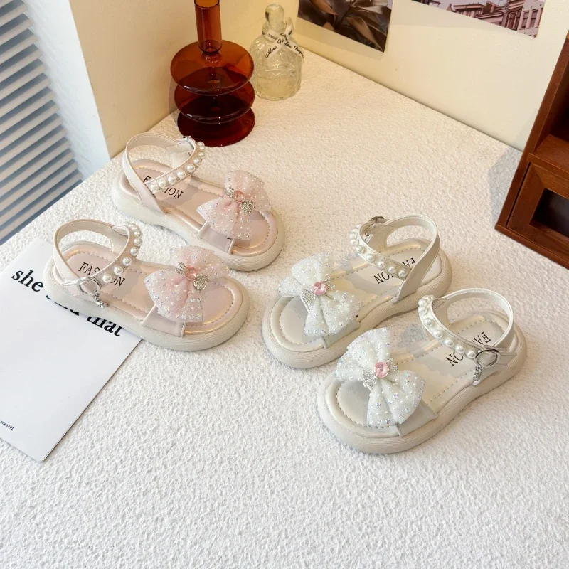 Girls Summer Flat Sandals Pearl Casual Shoes