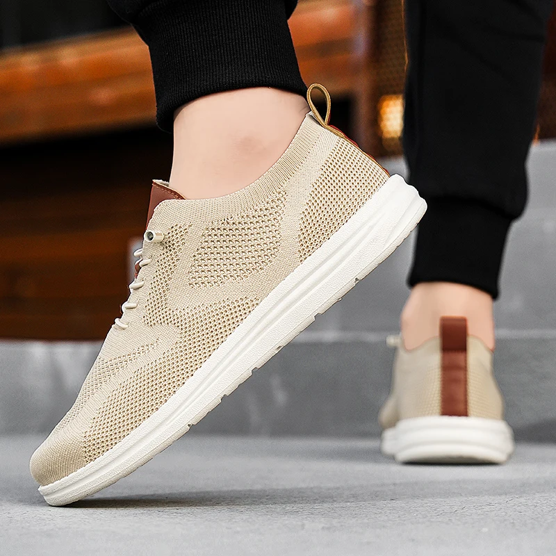 Men's Casual Breathable and Comfortable Mesh Running Shoes, Casual Sports Style, Solid Color, Pvc Sole Slip-On Low-Top Sports Shoes, Suitable for Spring/Summer Outdoor Activities